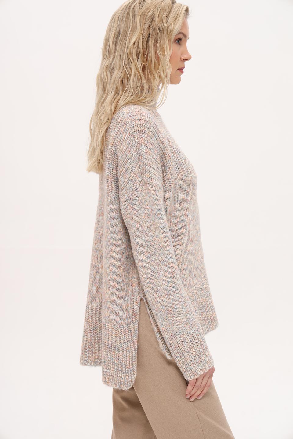 Пуловер Oui меланж с горлом