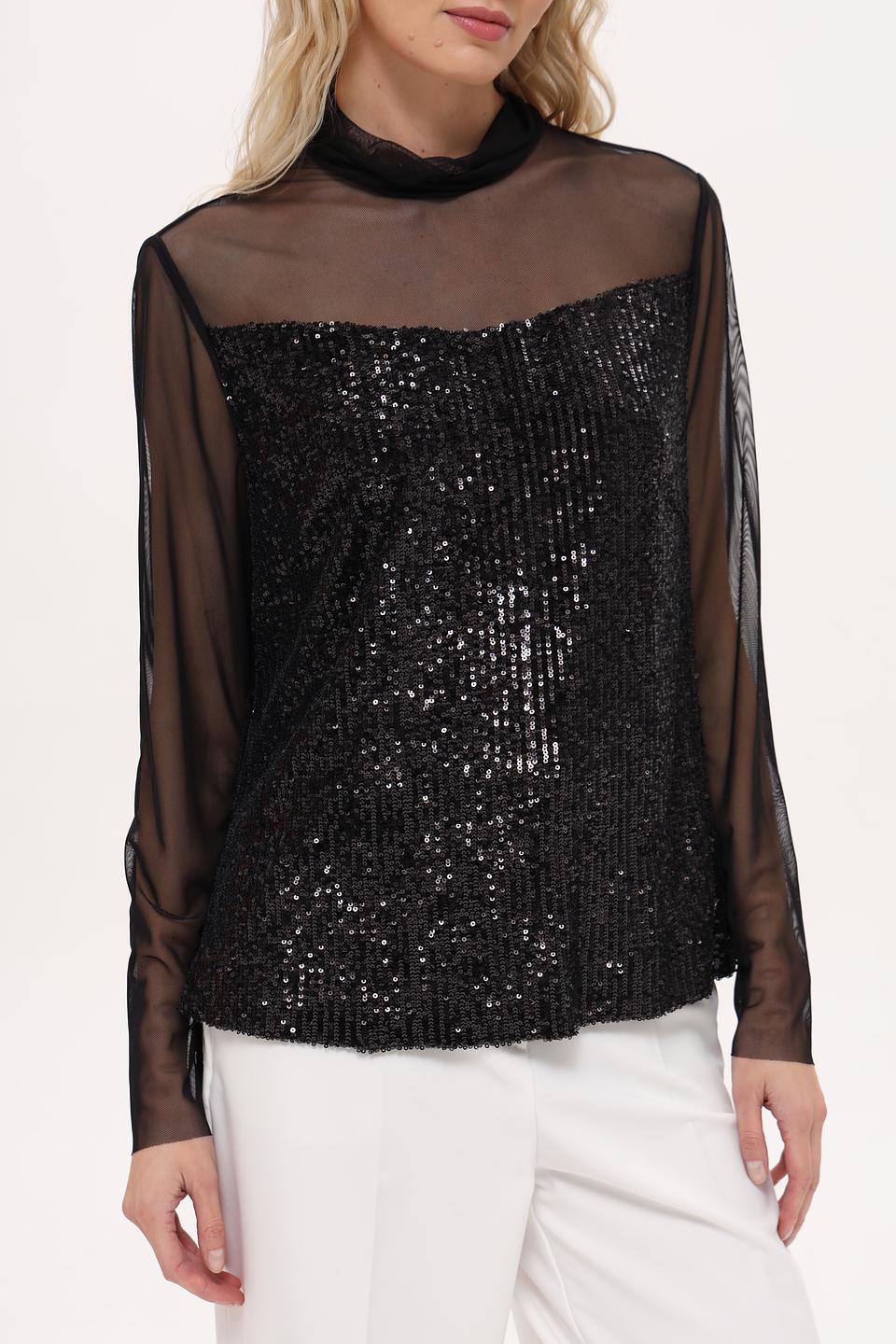Блуза Marc Cain с пайетками и сеткой чёрный