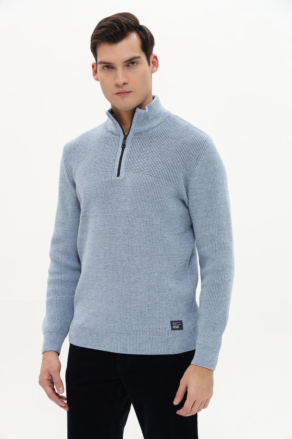 Джемпер Casa Moda с молнией голубой