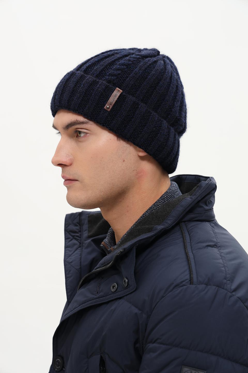 Шапка Marhatter мужская вязаная тёмно-синяя