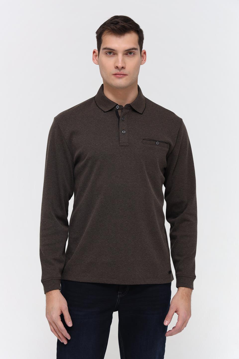 Поло Casa Moda с длинным рукавом коричневый