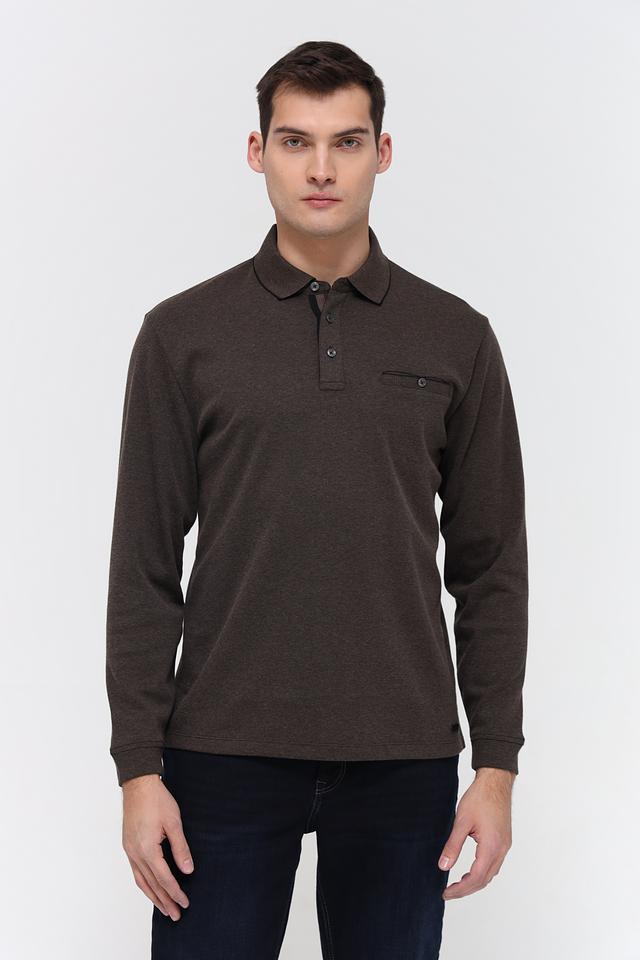 Поло Casa Moda с длинным рукавом коричневый