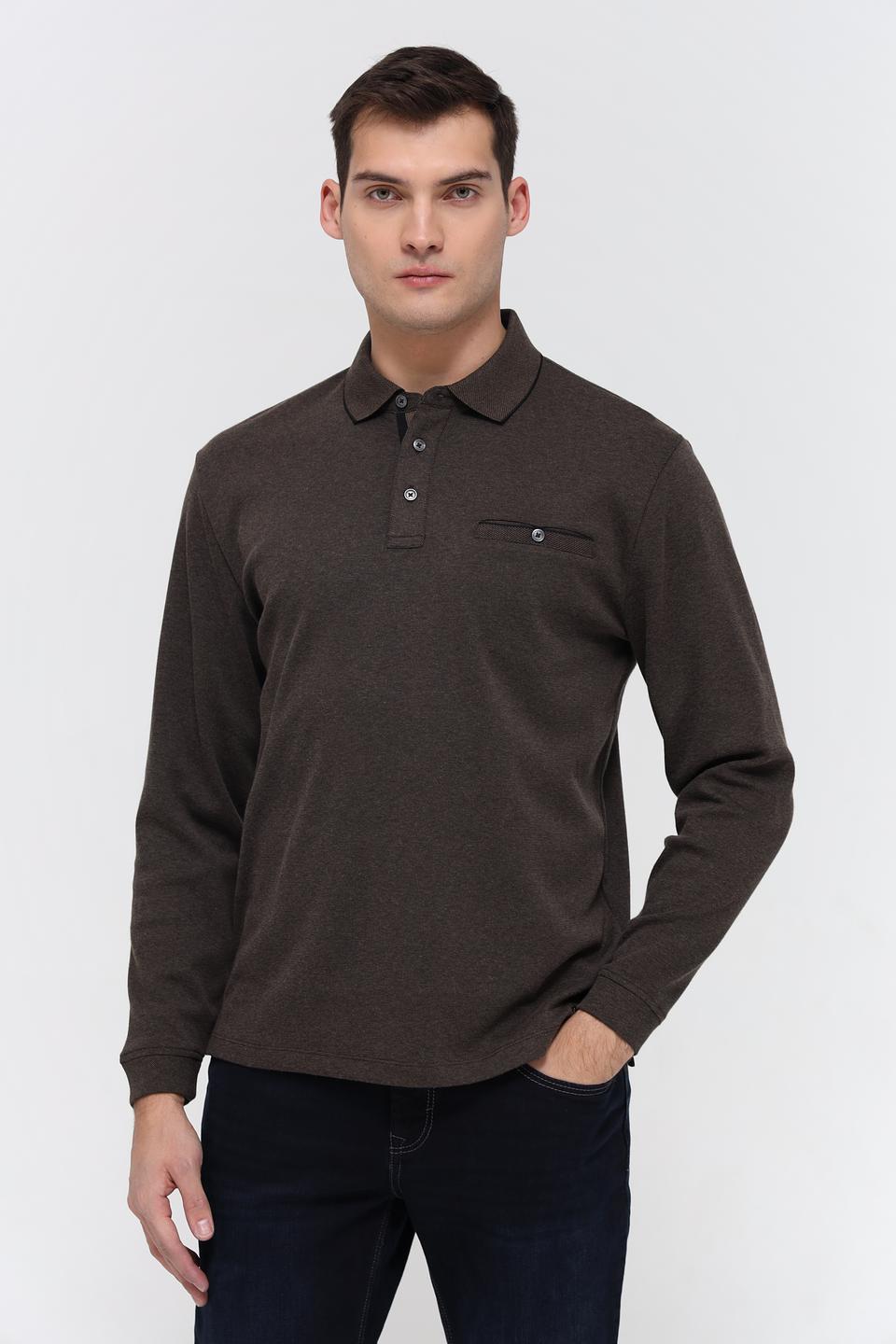 Поло Casa Moda с длинным рукавом коричневый