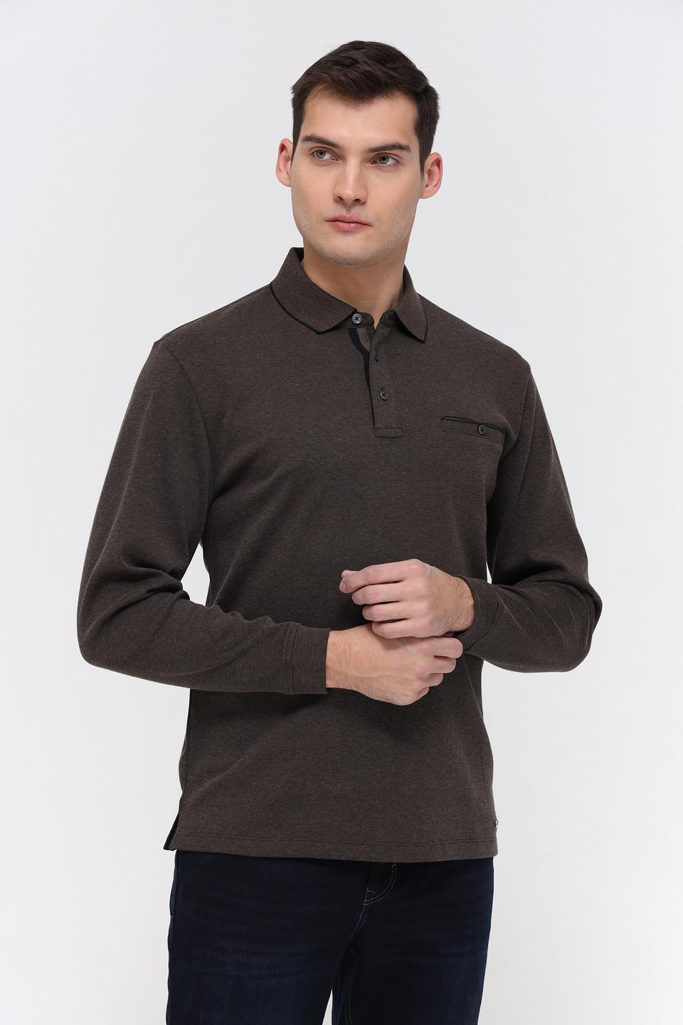 Поло Casa Moda с длинным рукавом коричневый