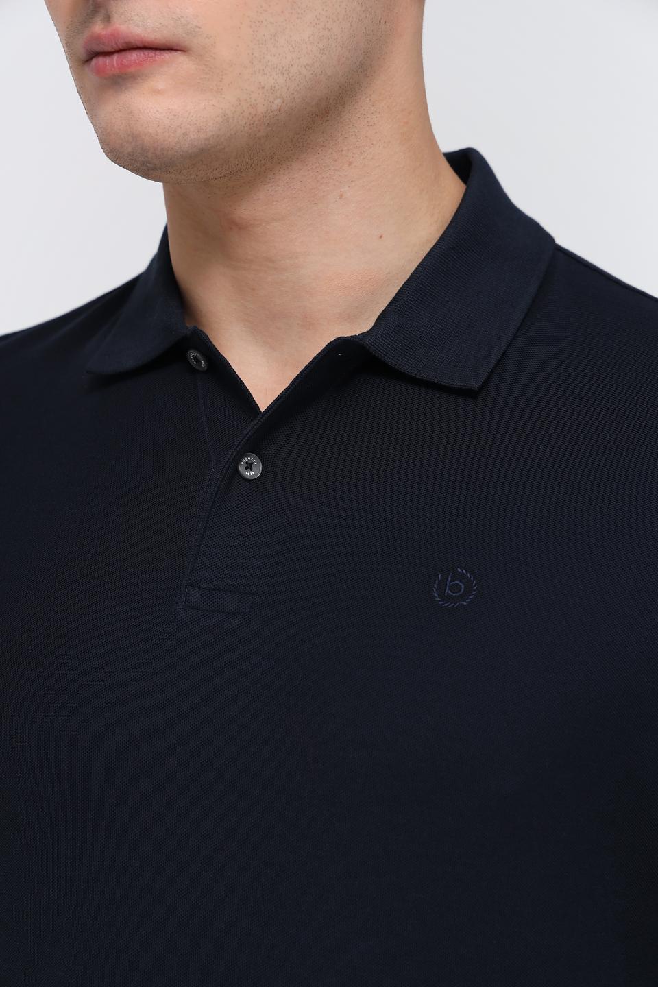 Поло Bugatti с длинным рукавом, тёмно-синее