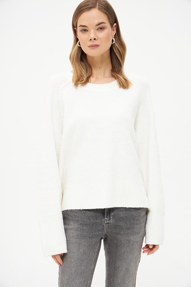 Пуловер Tom Tailor белый с рукавами-колокол