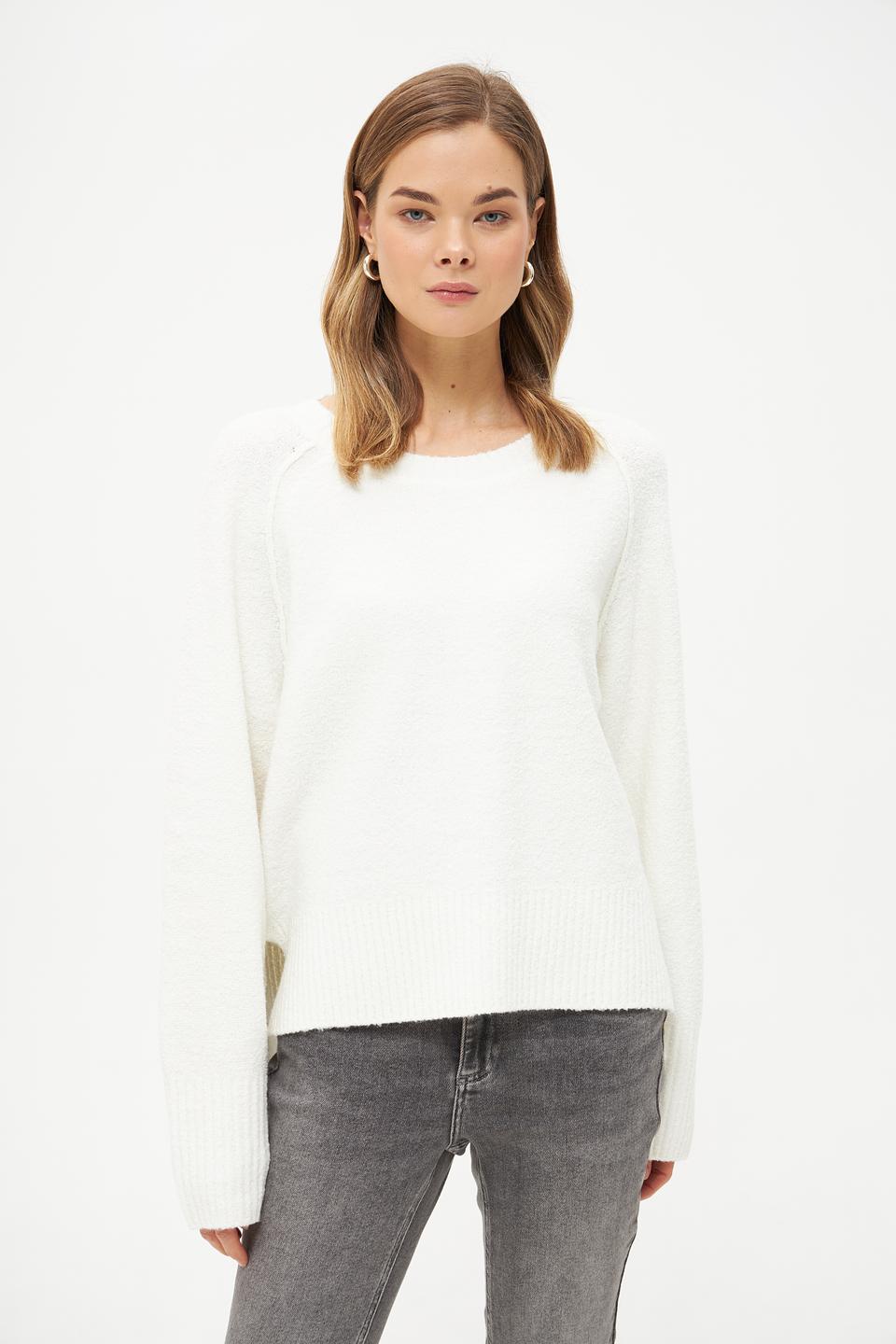 Пуловер Tom Tailor белый с рукавами-колокол