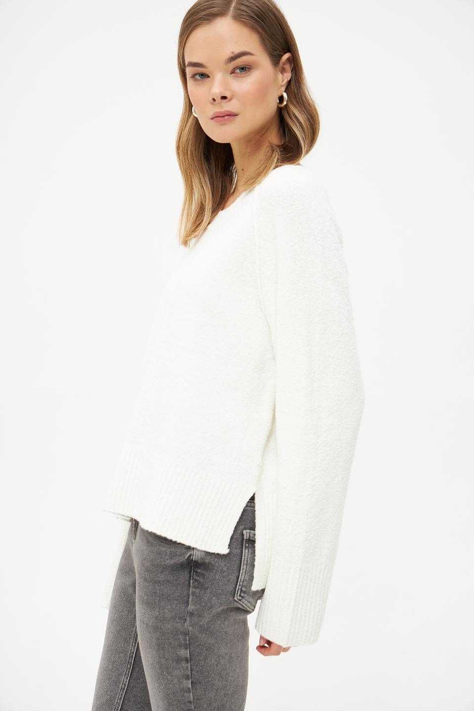 Пуловер Tom Tailor белый с рукавами-колокол