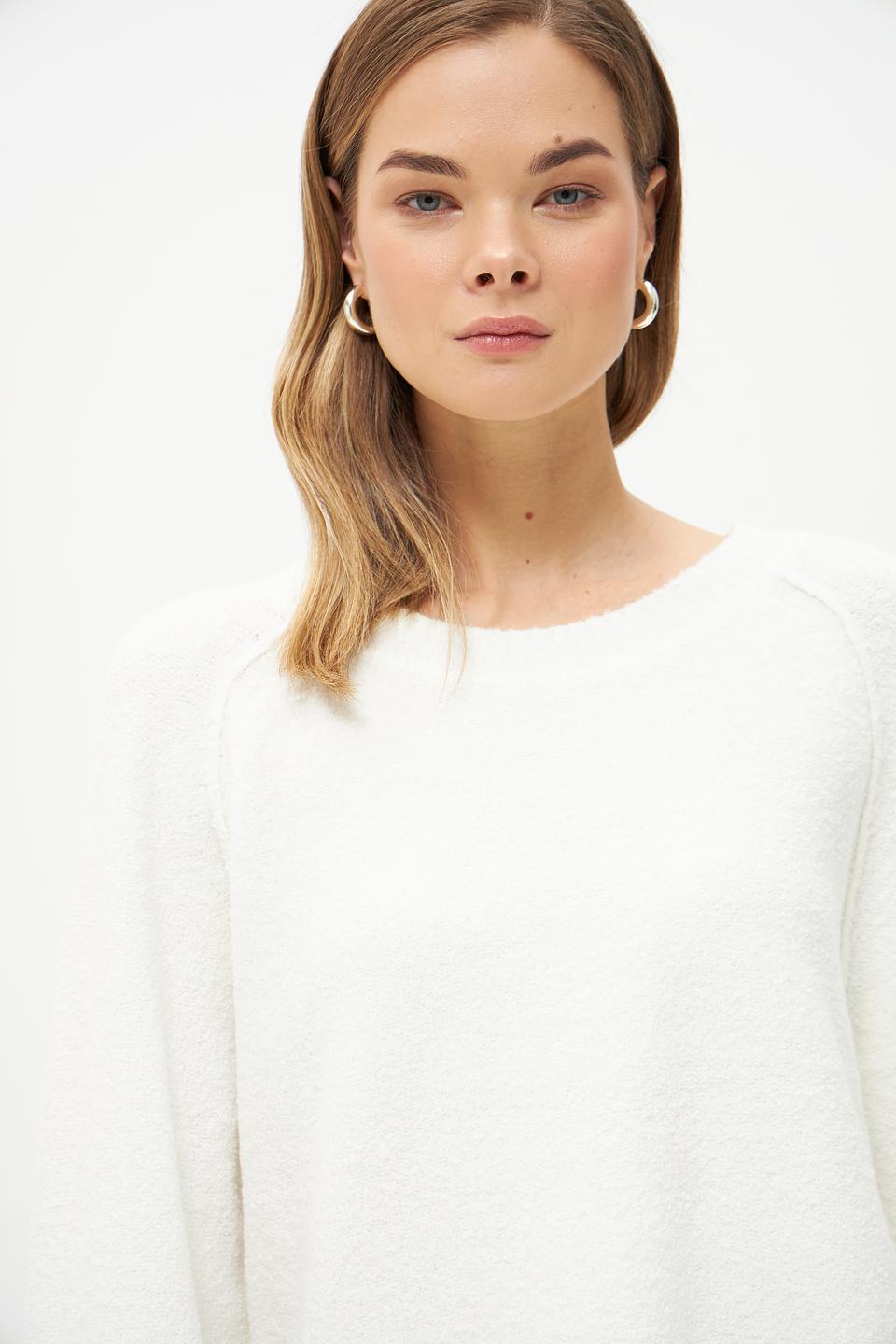 Пуловер Tom Tailor белый с рукавами-колокол