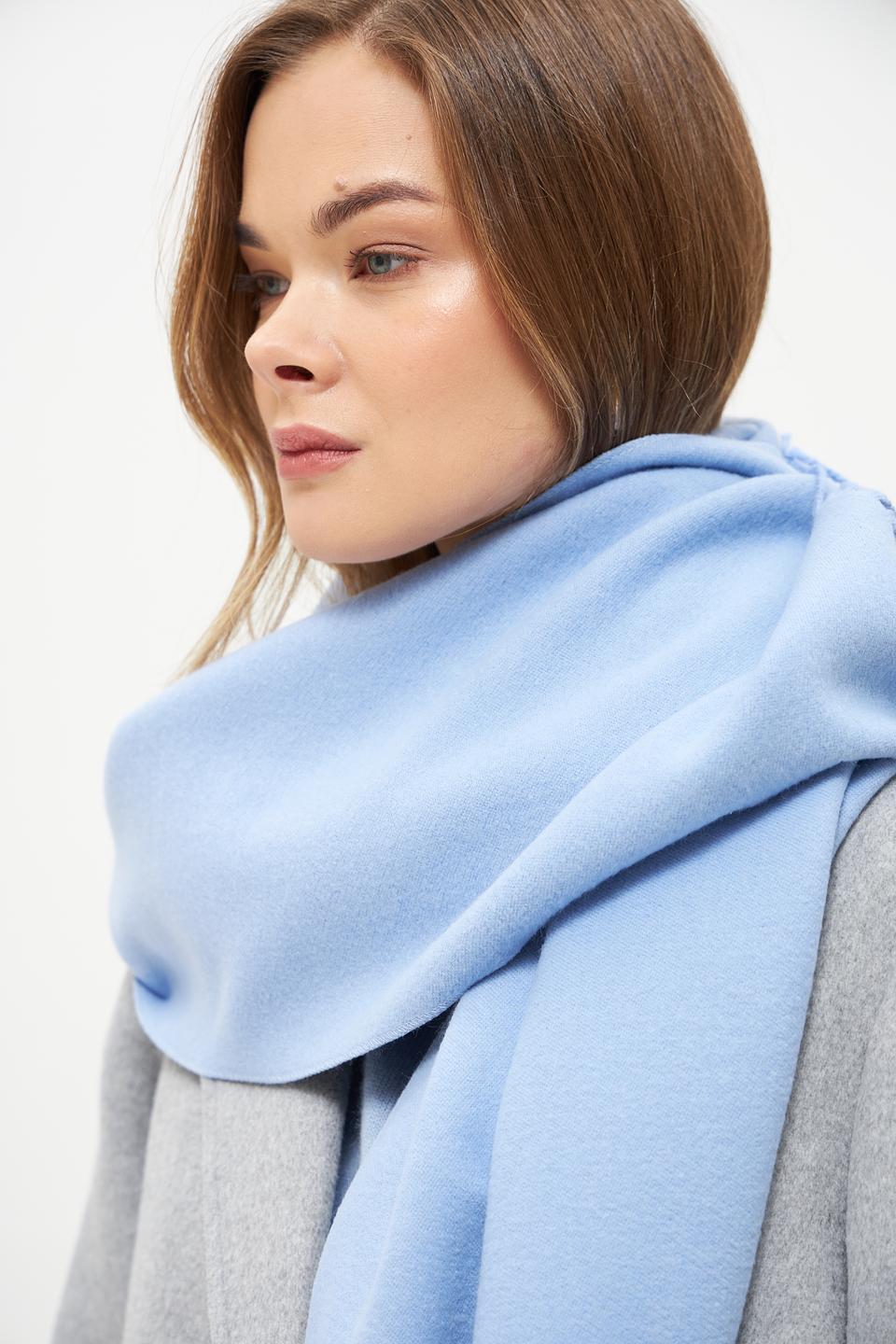 Шарф Tom Tailor голубой с бахромой