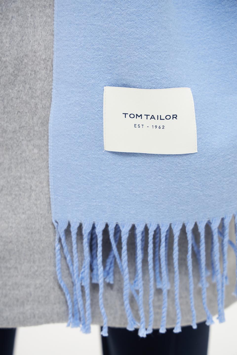 Шарф Tom Tailor голубой с бахромой