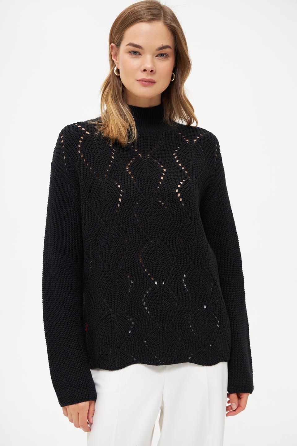 Пуловер Broadway чёрный с ажуром