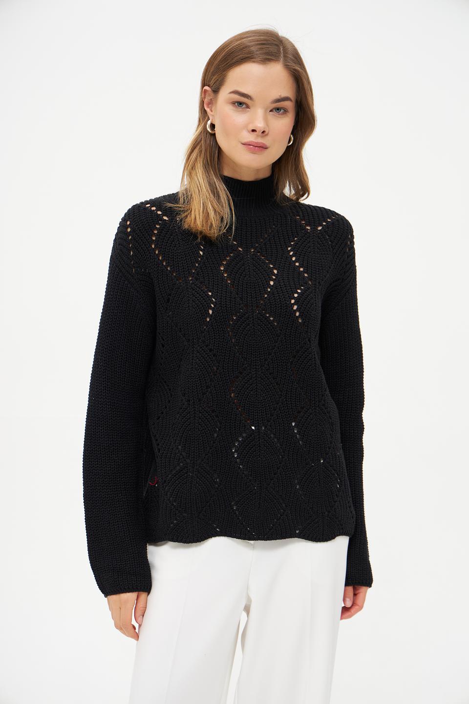 Пуловер Broadway чёрный с ажуром
