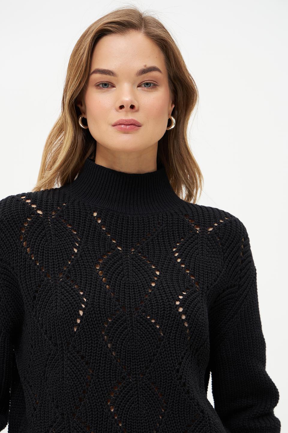 Пуловер Broadway чёрный с ажуром