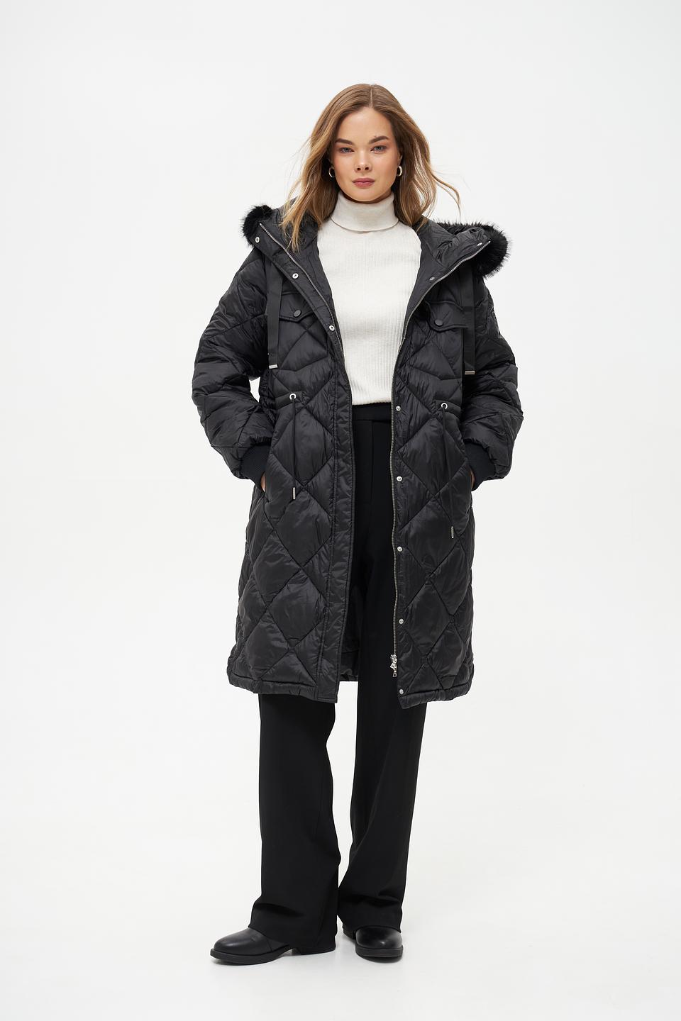 Пальто Marc Aurel стеганое чёрное
