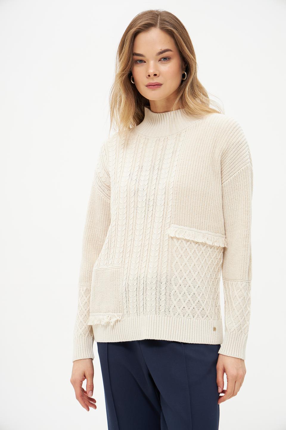 Пуловер Olsen с косами кремовый