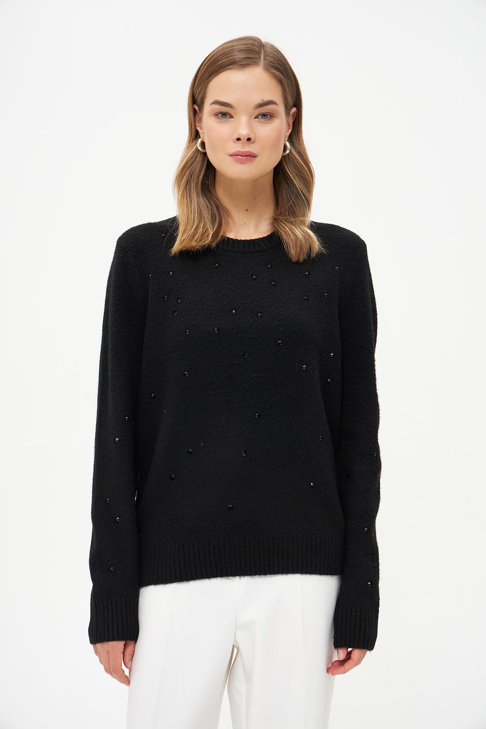 Пуловер Taifun с бусинами чёрный