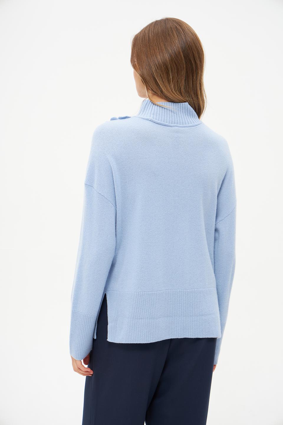 Пуловер Marc Cain с рюшами голубой