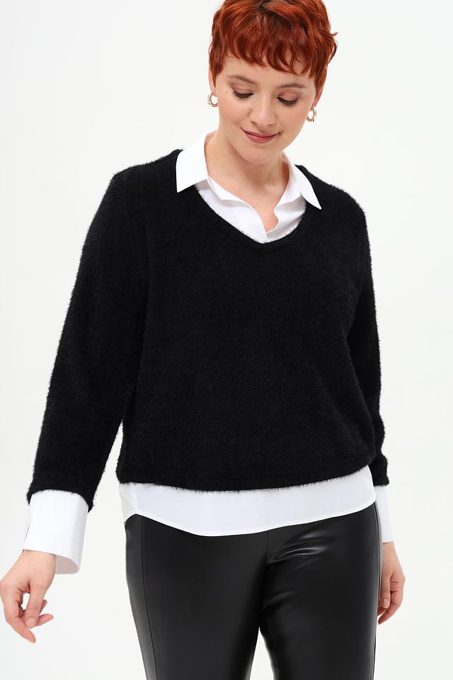 Пуловер Frank Walder чёрный V-образный