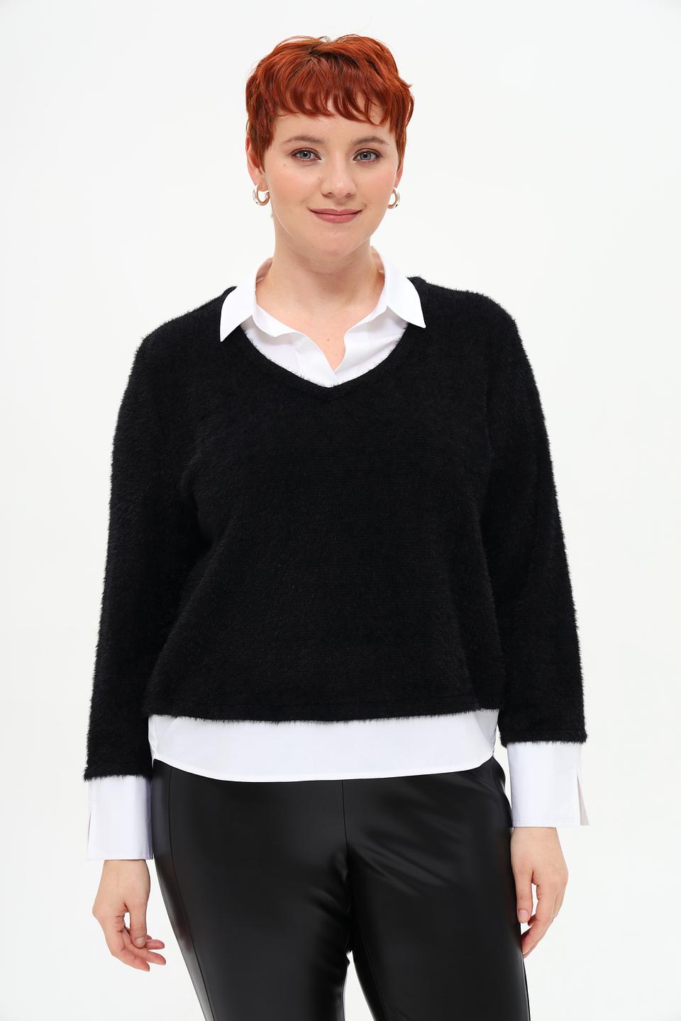 Пуловер Frank Walder чёрный V-образный