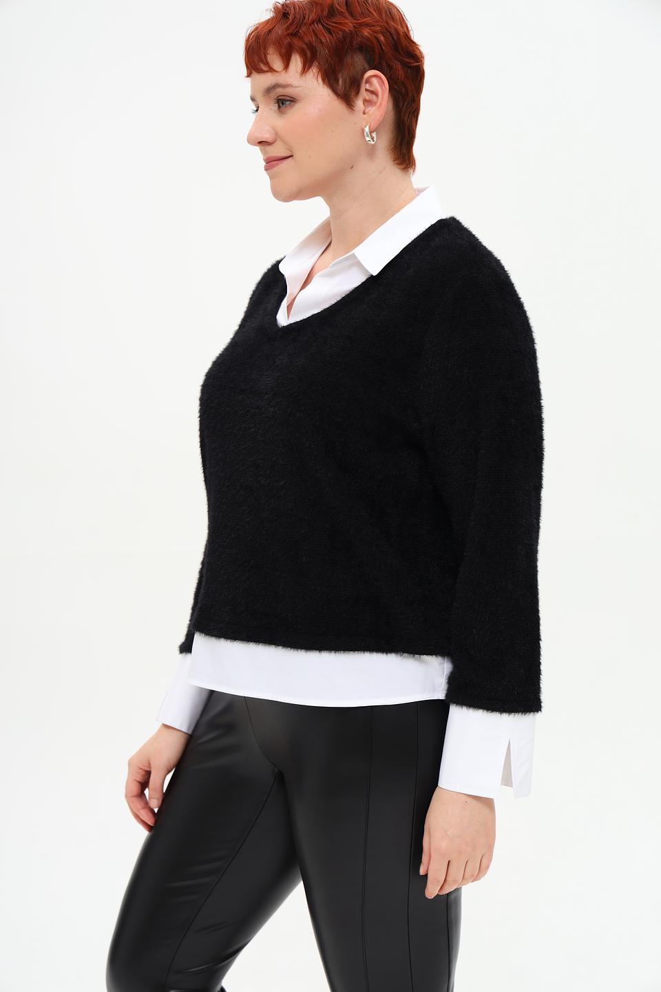 Пуловер Frank Walder чёрный V-образный