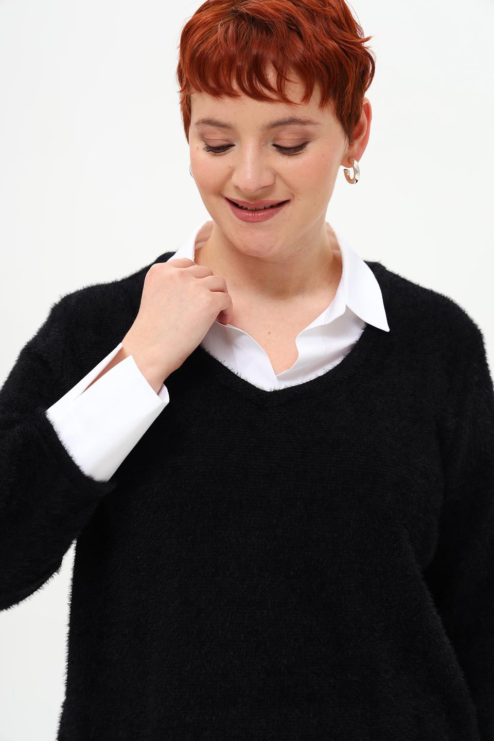 Пуловер Frank Walder чёрный V-образный