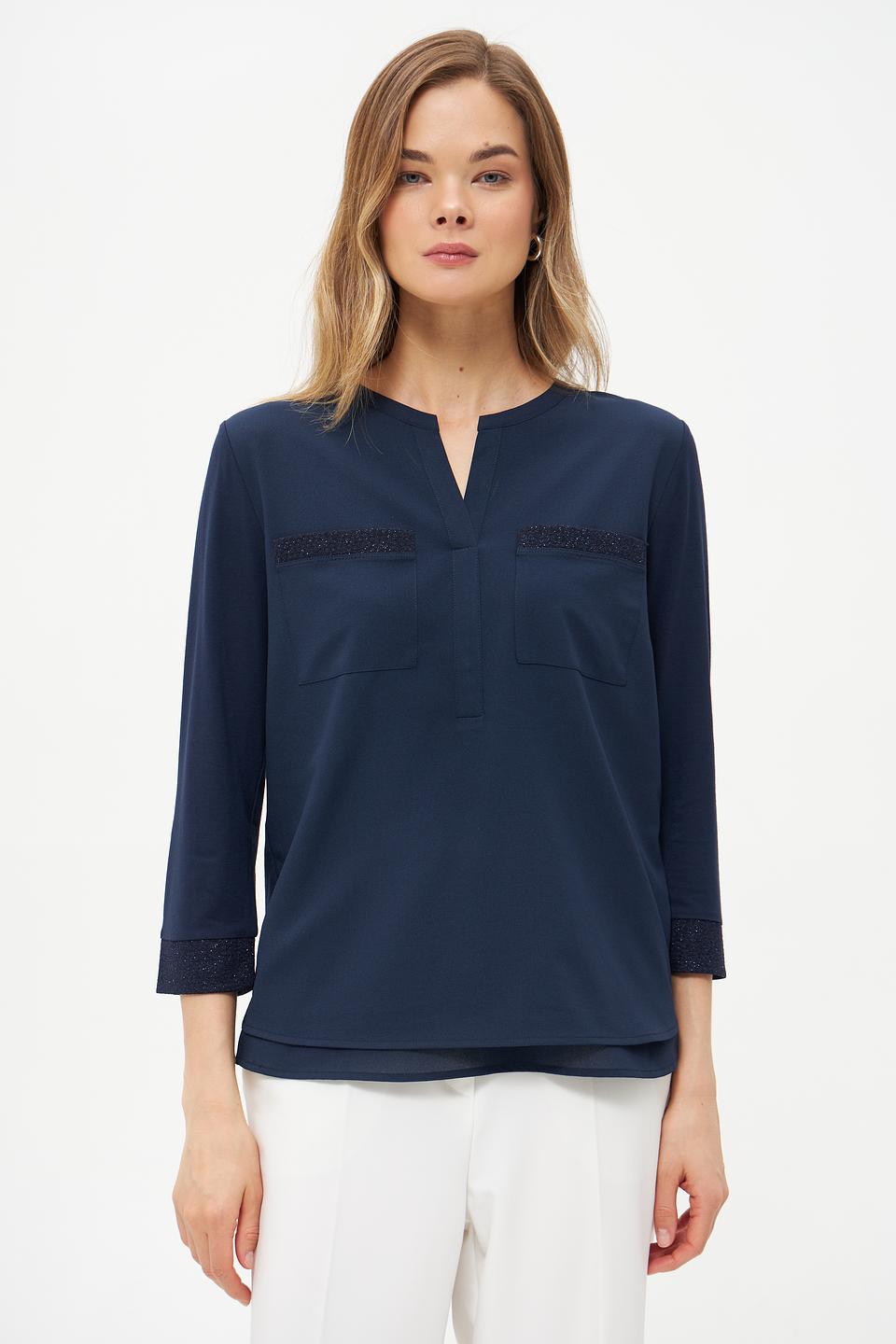 Блуза Rabe collection с карманами темно-синяя