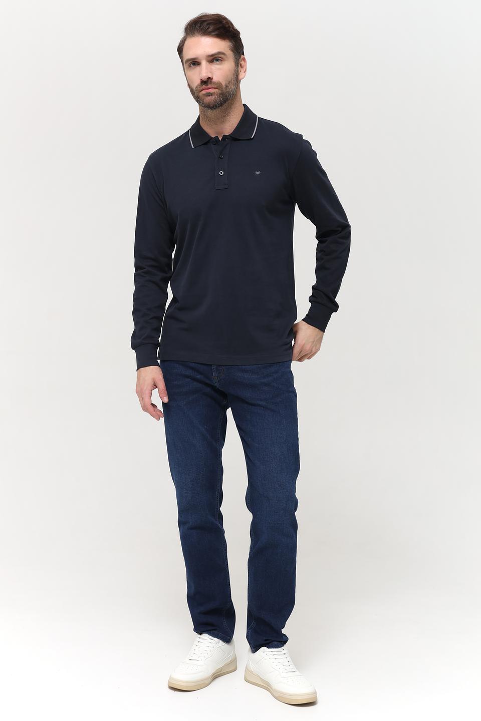 Поло Granchio с длинным рукавом тёмно-синее
