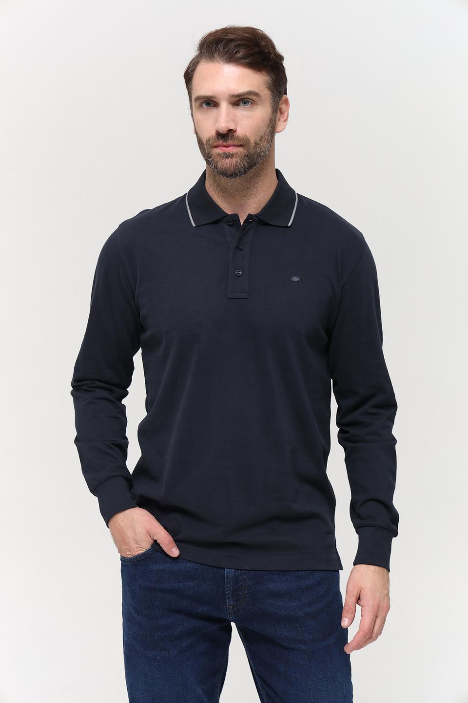 Поло Granchio с длинным рукавом тёмно-синее