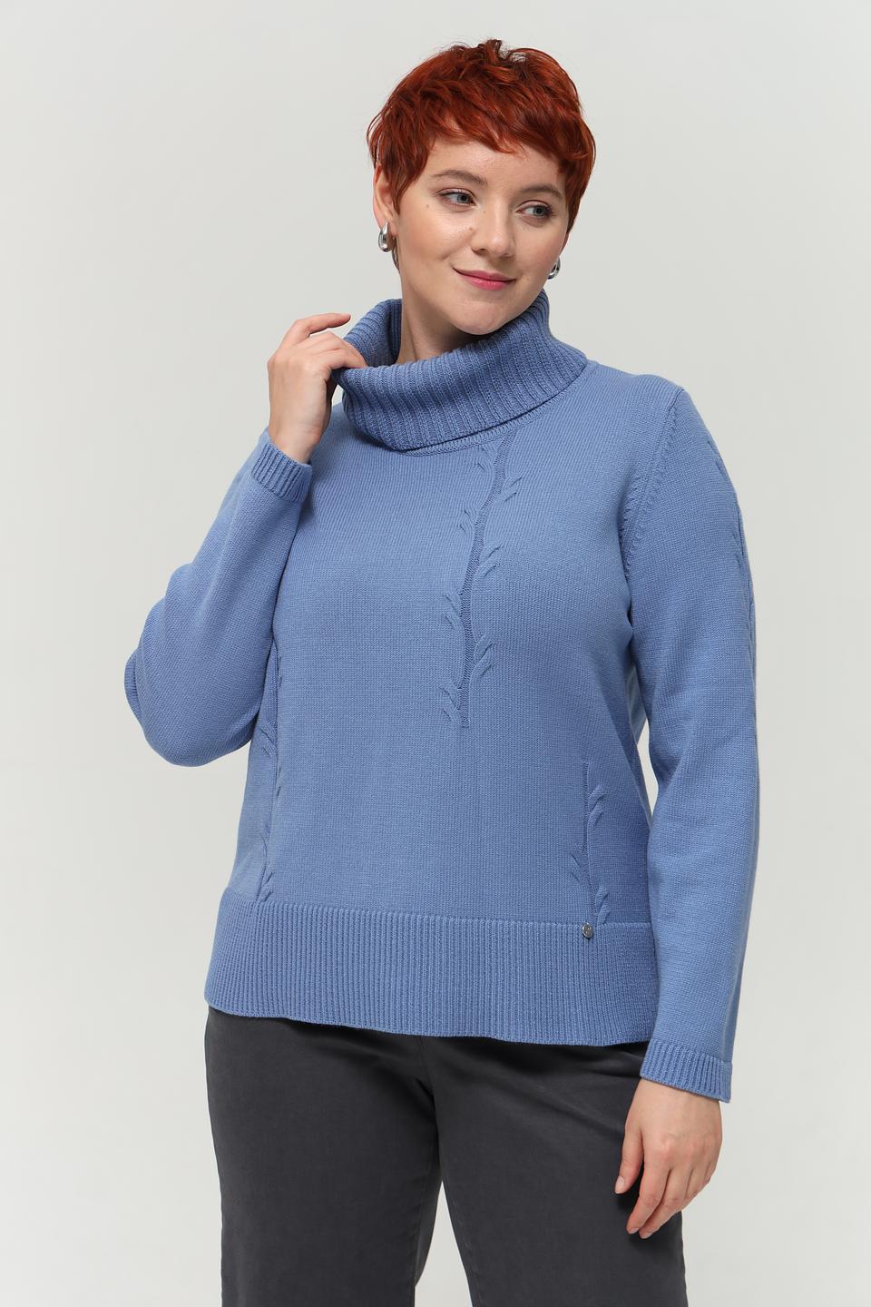 Пуловер Gollehaug с косами голубой