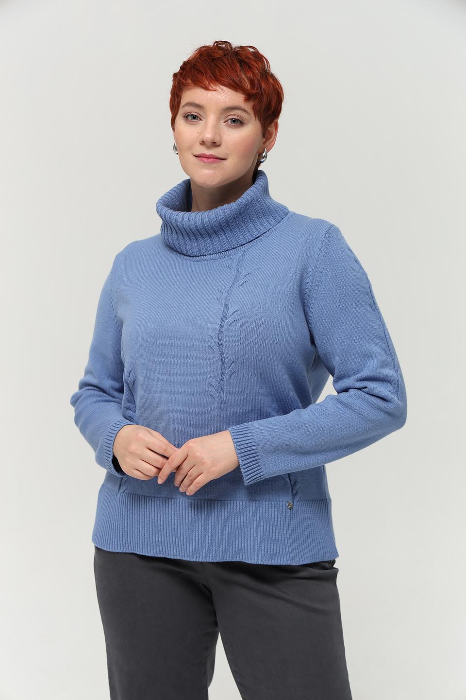 Пуловер Gollehaug с косами голубой