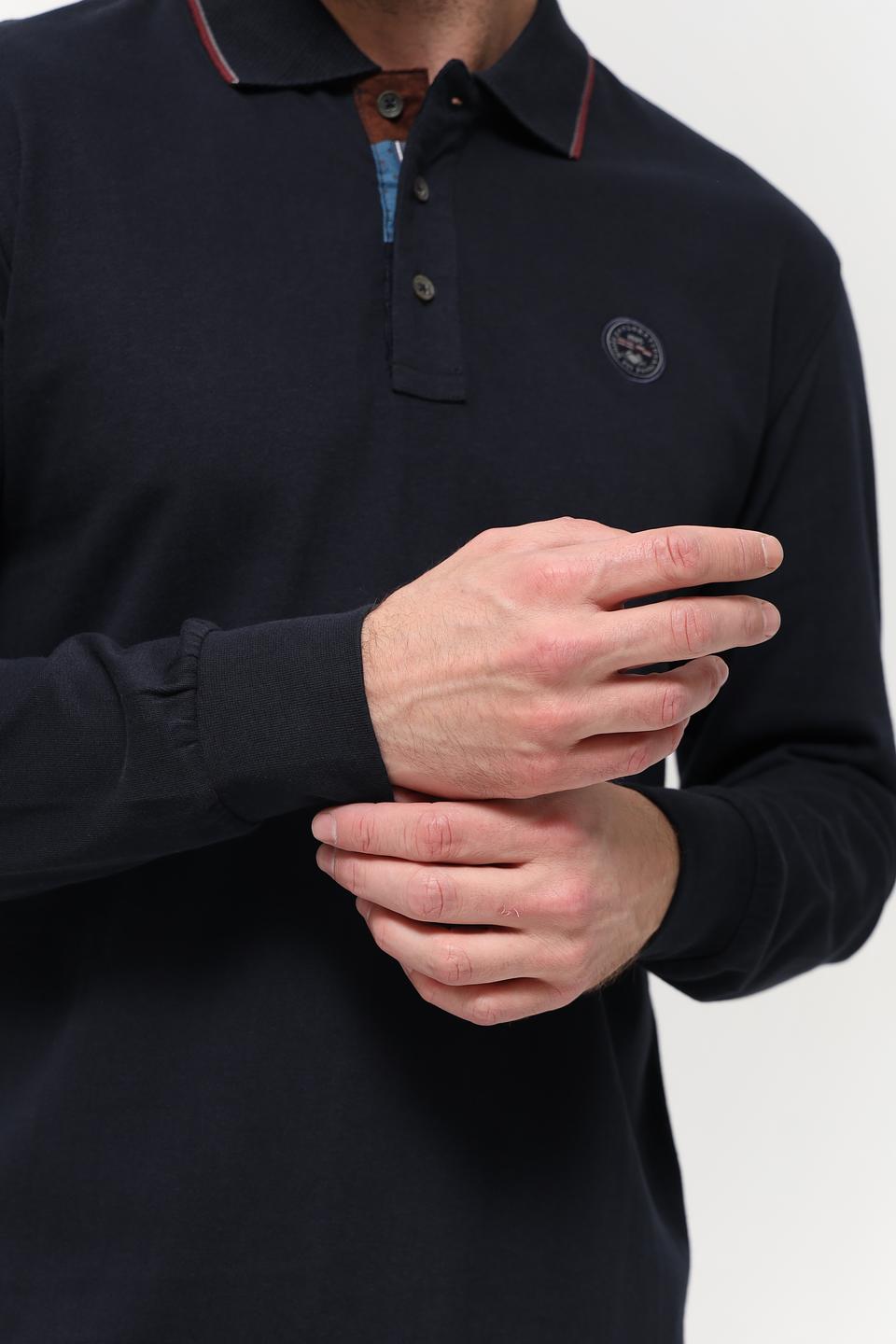 Поло Granchio с длинным рукавом тёмно-синее