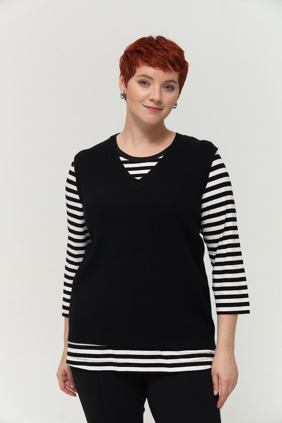 Жилет Lebek полоска чёрный