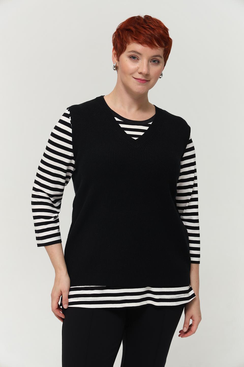 Жилет Lebek полоска чёрный