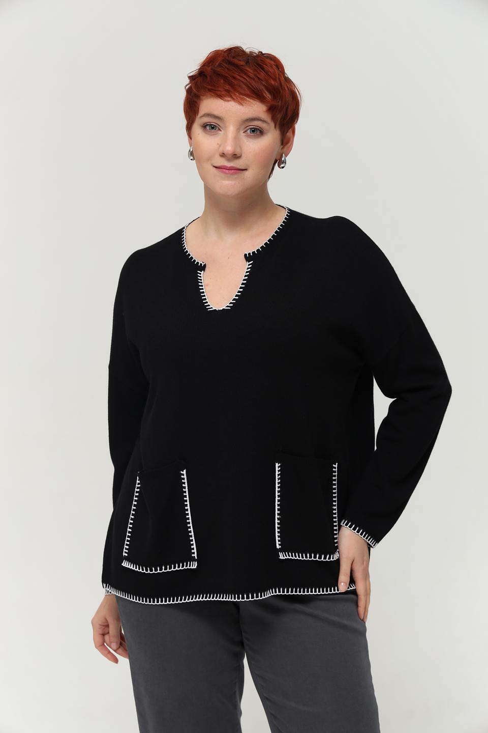 Пуловер Doris Streich с карманами чёрный