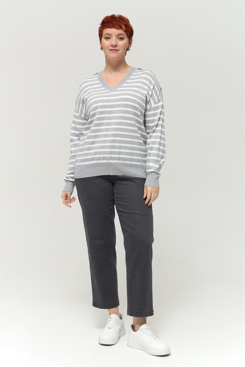 Пуловер Olsen в полоску серый