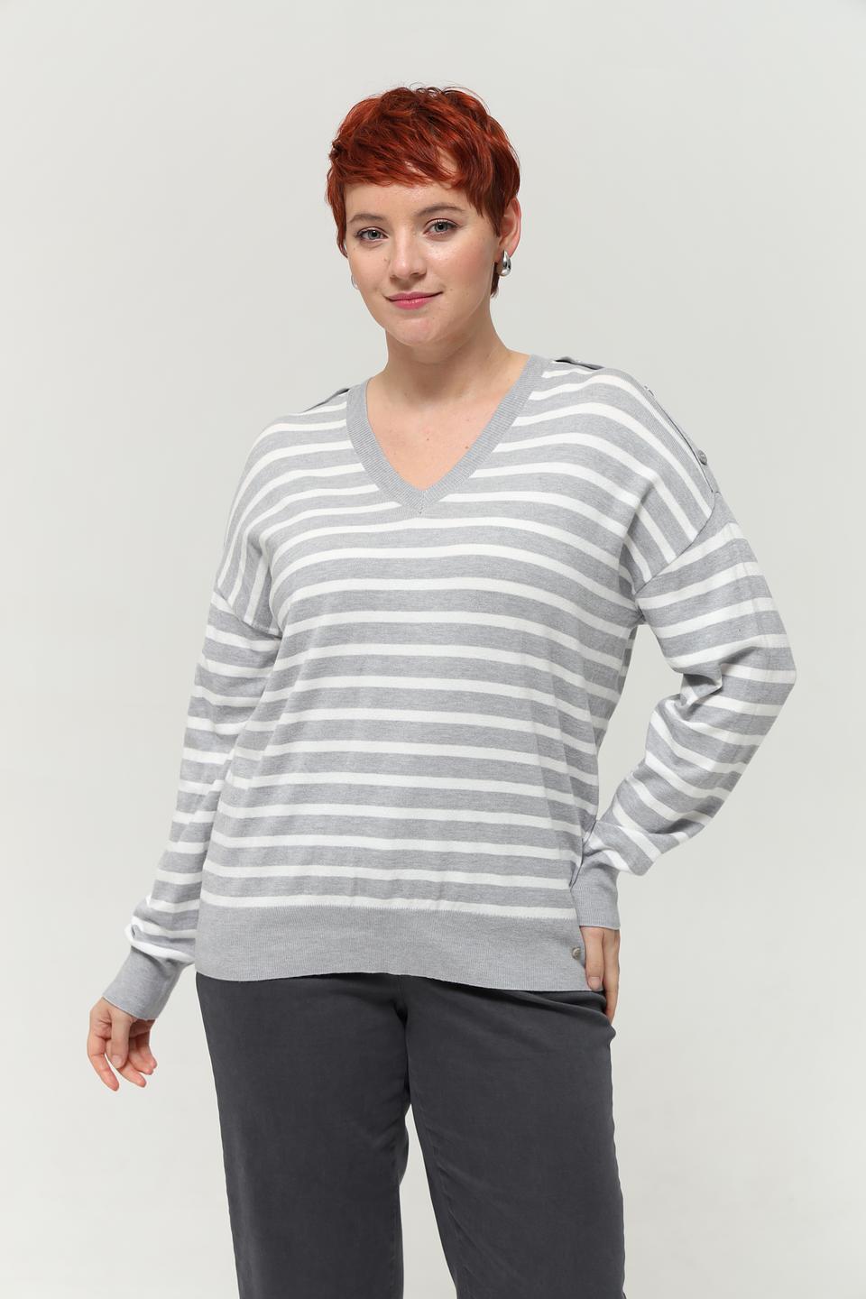 Пуловер Olsen в полоску серый