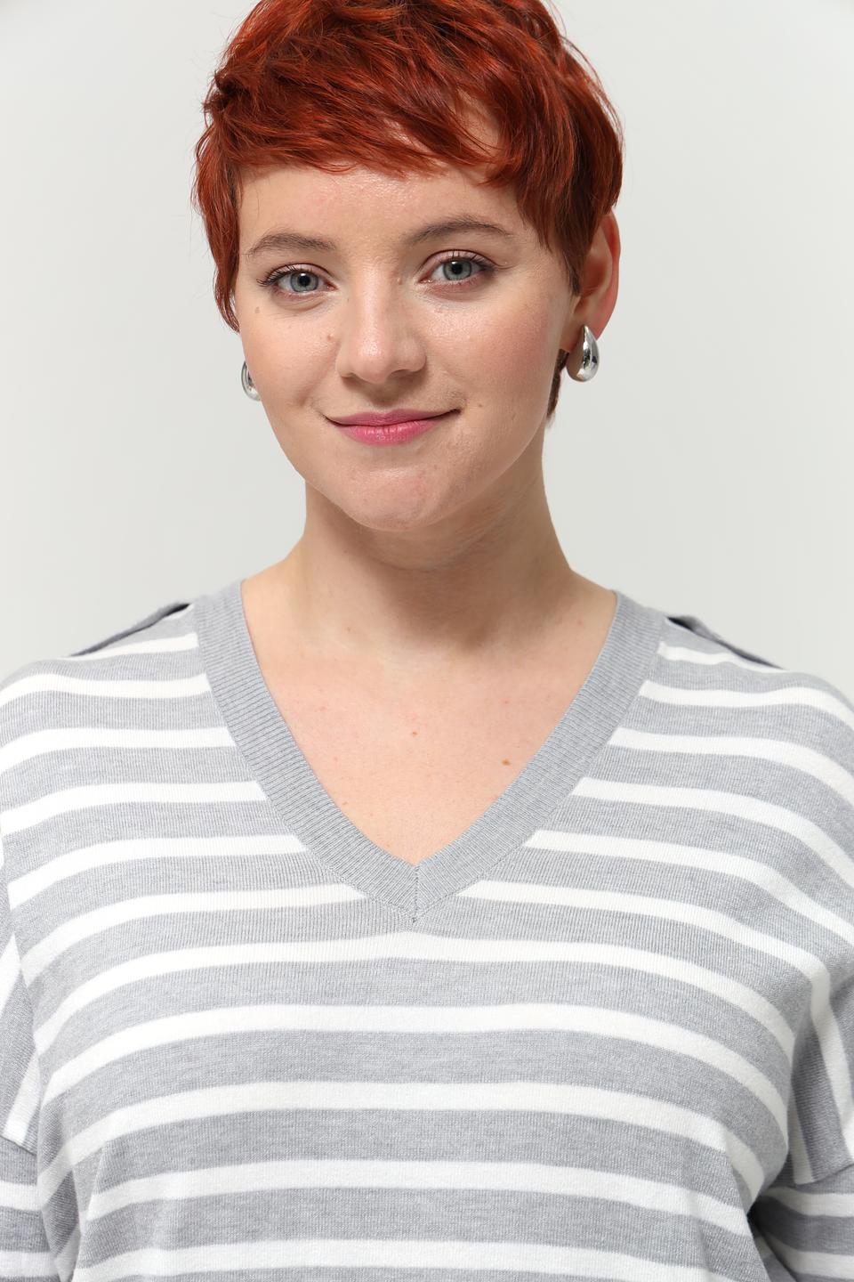 Пуловер Olsen в полоску серый