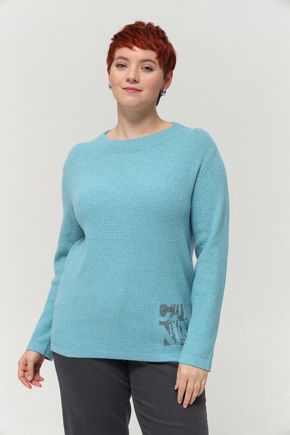 Пуловер Rabe collection бирюзовый с аппликацией