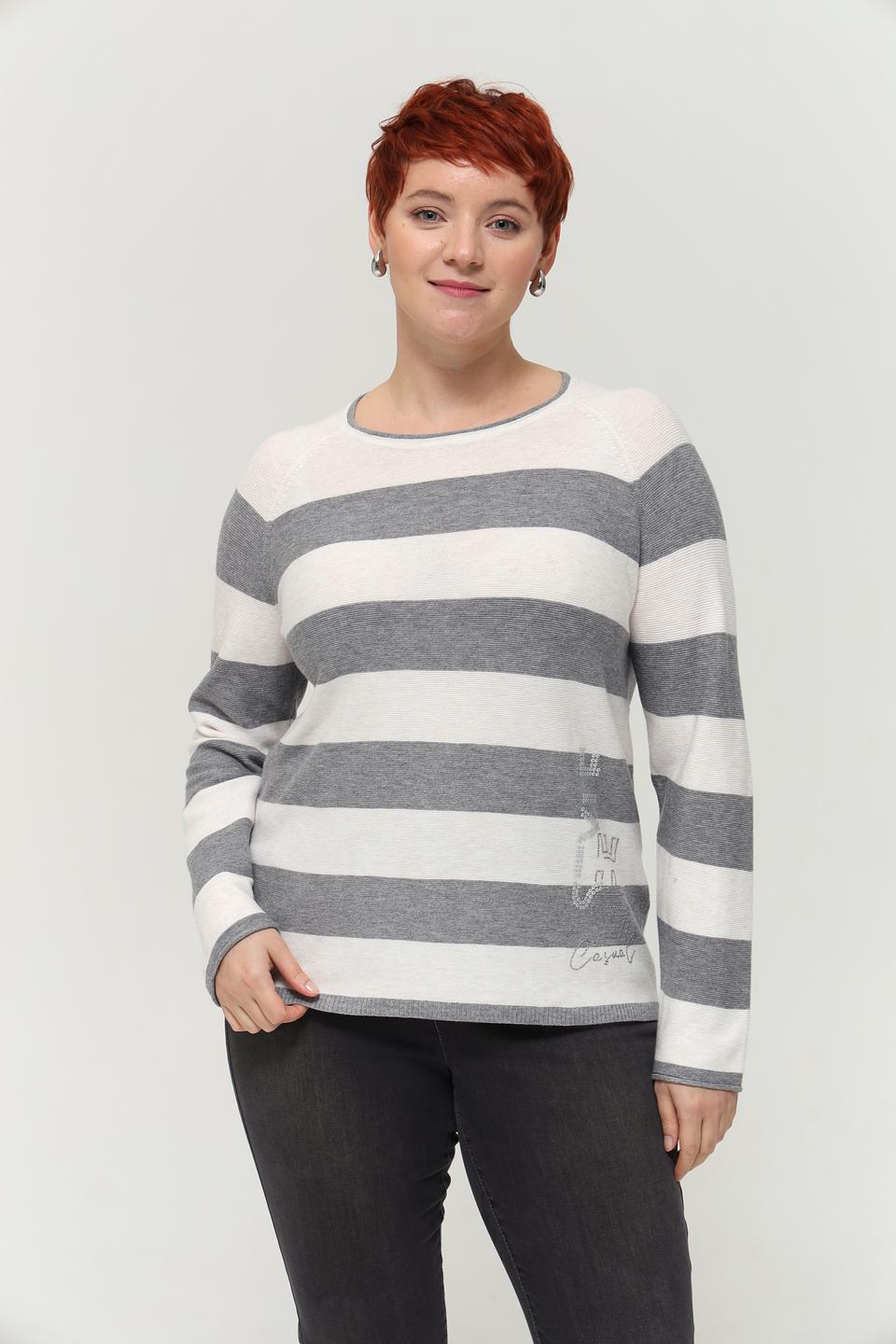 Пуловер Rabe collection в полоску серый