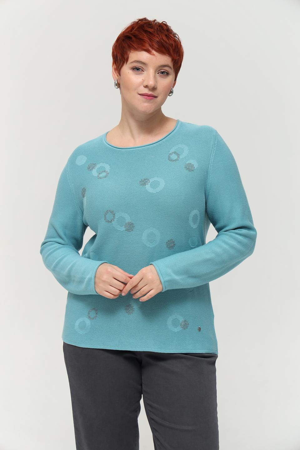 Пуловер Rabe collection бирюзовый с узором