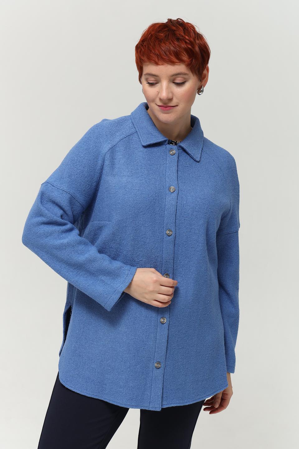 Рубашка Lebek голубая оверсайз