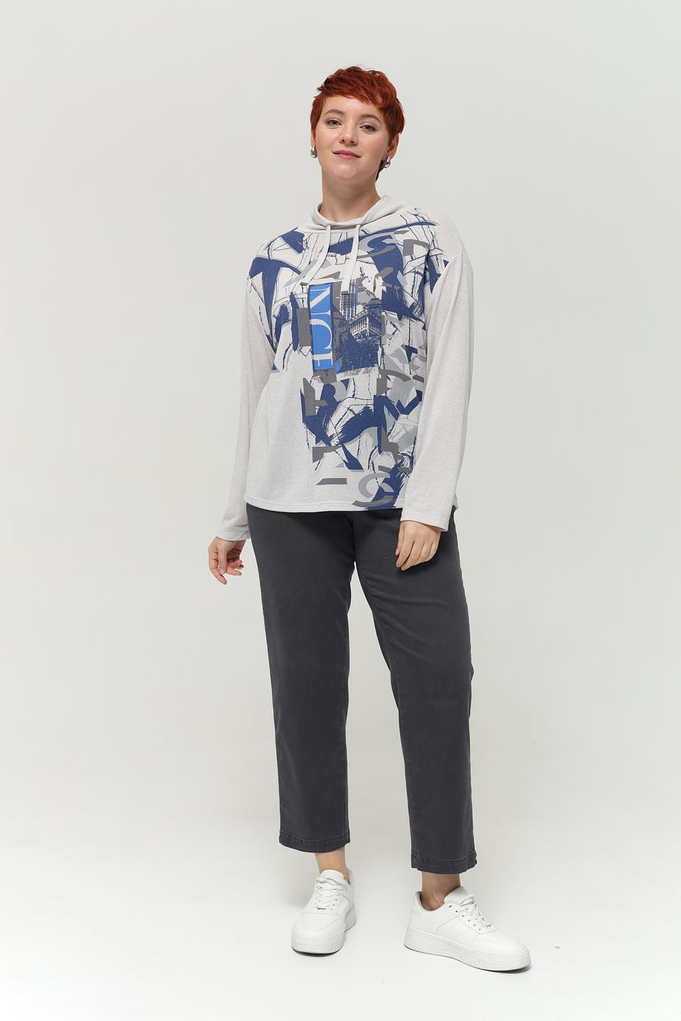 Пуловер Lebek с принтом серый