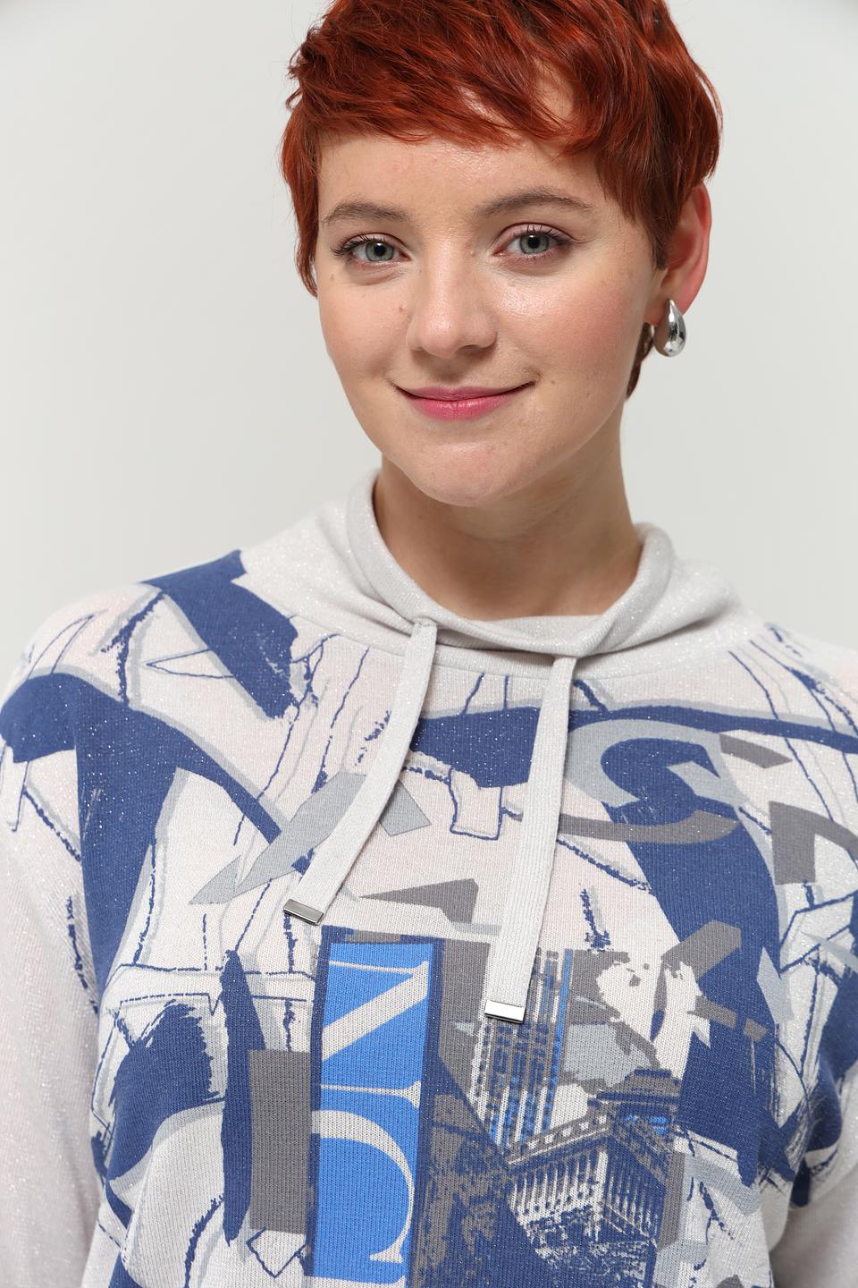 Пуловер Lebek с принтом серый