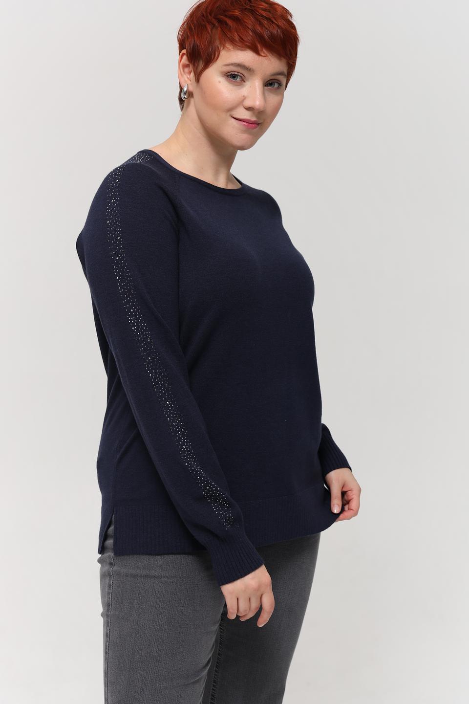 Пуловер Lebek с пайетками тёмно-синий