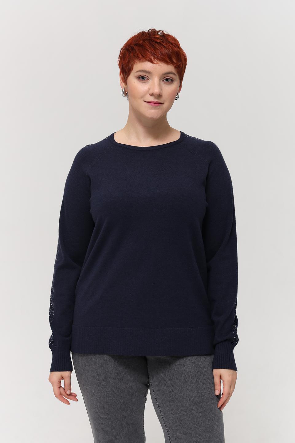 Пуловер Lebek с пайетками тёмно-синий