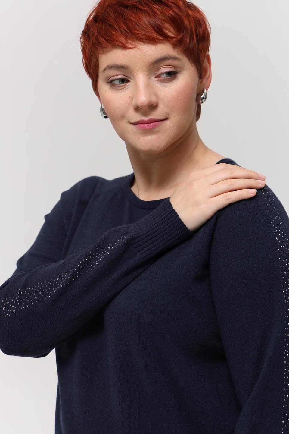 Пуловер Lebek с пайетками тёмно-синий