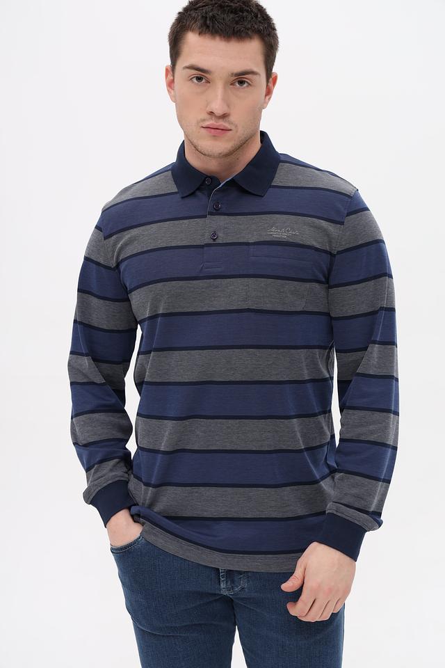 Поло Monte Carlo в полоску синий