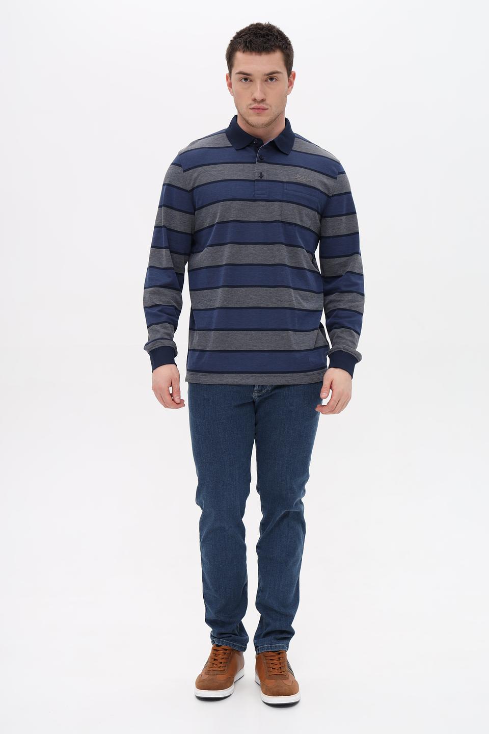 Поло Monte Carlo в полоску синий