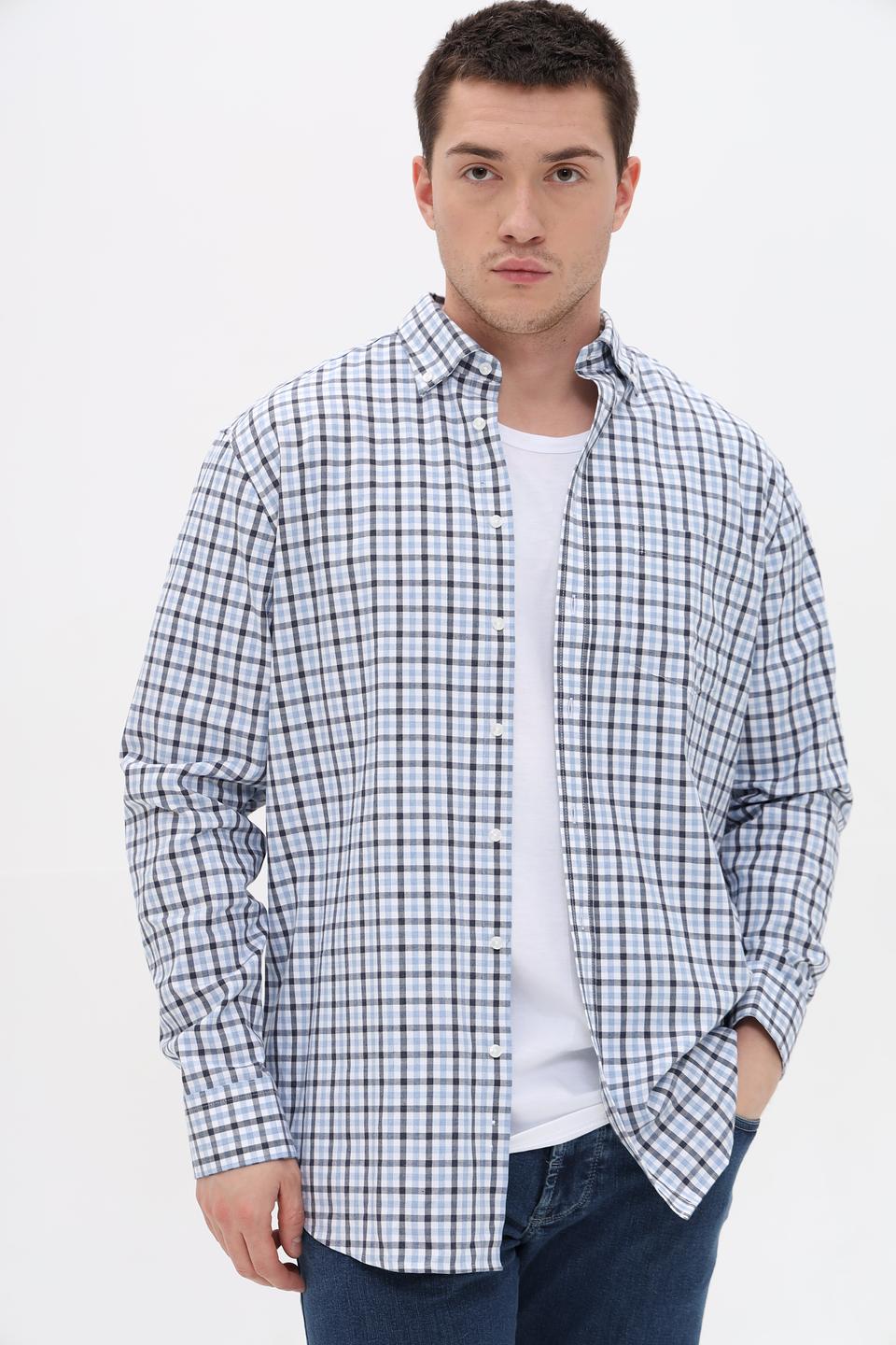 Рубашка Seidensticker в клетку голубая